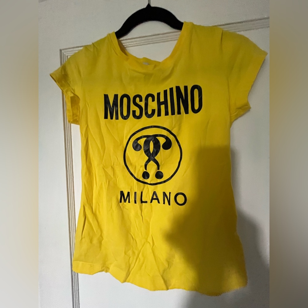 Moschino Yellow Short Sleeve Tee with Logo